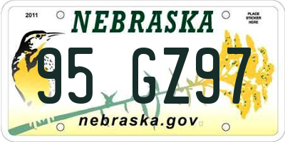 NE license plate 95GZ97