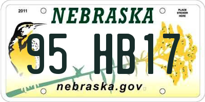 NE license plate 95HB17