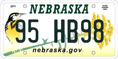 NE license plate 95HB98