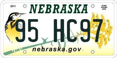 NE license plate 95HC97