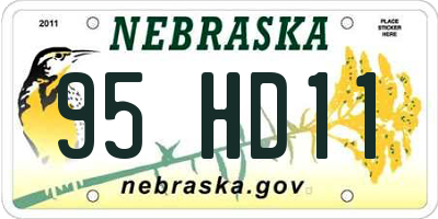 NE license plate 95HD11