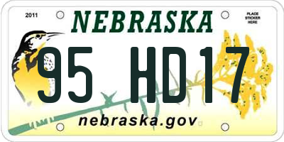 NE license plate 95HD17