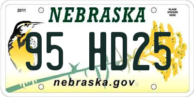 NE license plate 95HD25