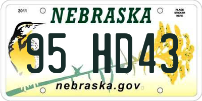 NE license plate 95HD43