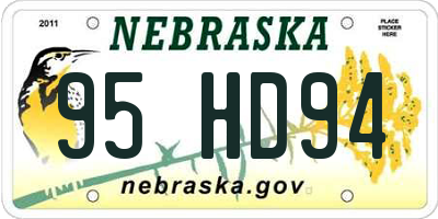 NE license plate 95HD94