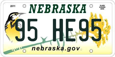 NE license plate 95HE95
