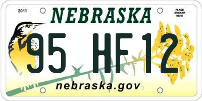 NE license plate 95HF12
