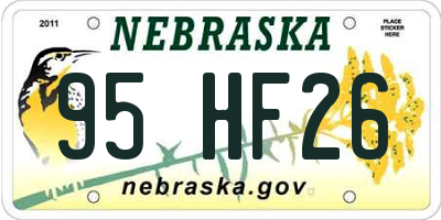 NE license plate 95HF26