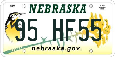 NE license plate 95HF55