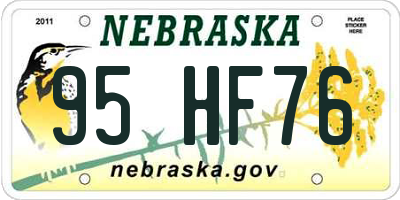 NE license plate 95HF76