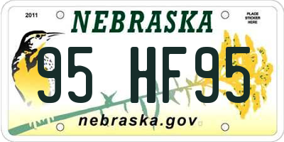 NE license plate 95HF95