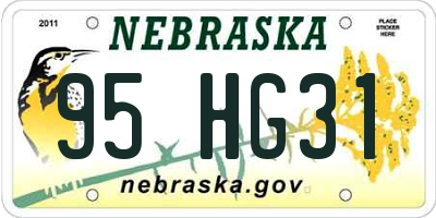NE license plate 95HG31