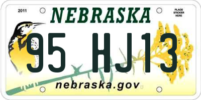 NE license plate 95HJ13