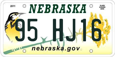 NE license plate 95HJ16
