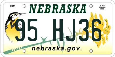 NE license plate 95HJ36