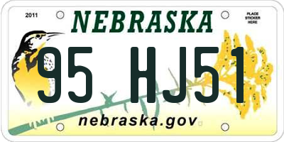 NE license plate 95HJ51