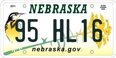 NE license plate 95HL16