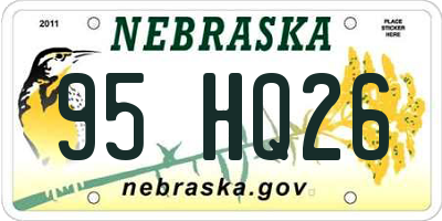 NE license plate 95HQ26