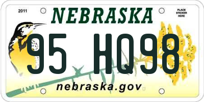 NE license plate 95HQ98