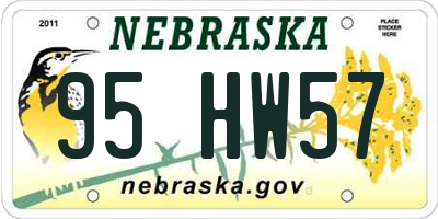 NE license plate 95HW57