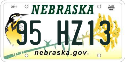 NE license plate 95HZ13
