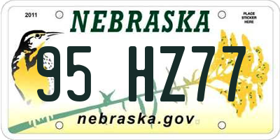 NE license plate 95HZ77