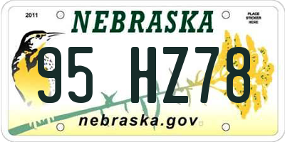 NE license plate 95HZ78