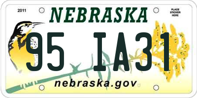 NE license plate 95IA31