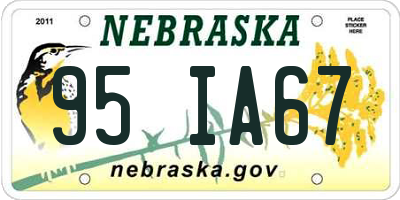 NE license plate 95IA67