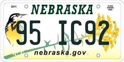 NE license plate 95IC92