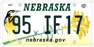 NE license plate 95IF17