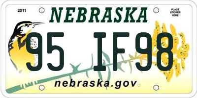 NE license plate 95IF98