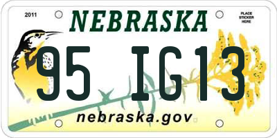 NE license plate 95IG13