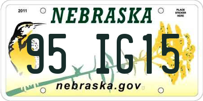 NE license plate 95IG15