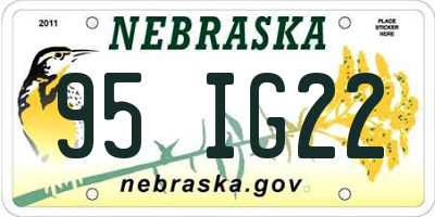 NE license plate 95IG22