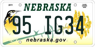 NE license plate 95IG34