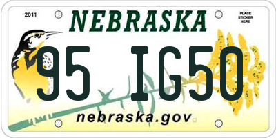 NE license plate 95IG50
