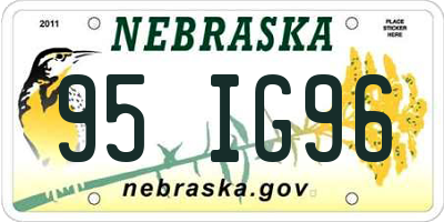 NE license plate 95IG96