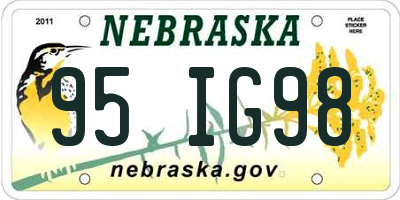 NE license plate 95IG98