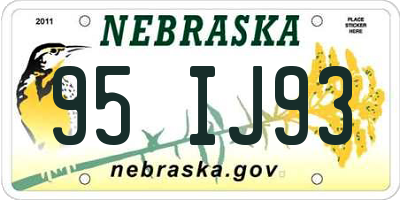 NE license plate 95IJ93