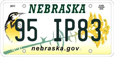 NE license plate 95IP83