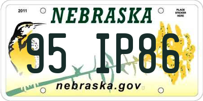 NE license plate 95IP86