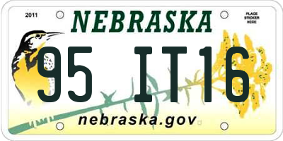 NE license plate 95IT16