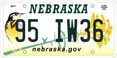 NE license plate 95IW36