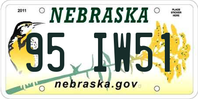 NE license plate 95IW51