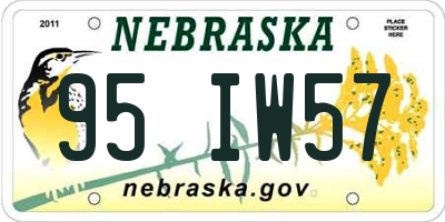 NE license plate 95IW57