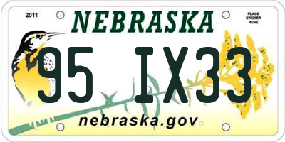 NE license plate 95IX33