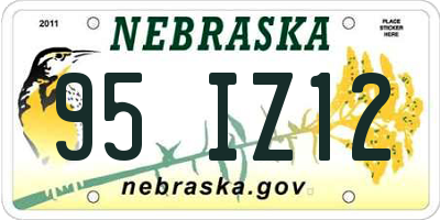 NE license plate 95IZ12