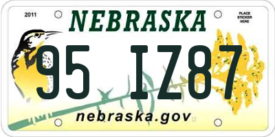 NE license plate 95IZ87