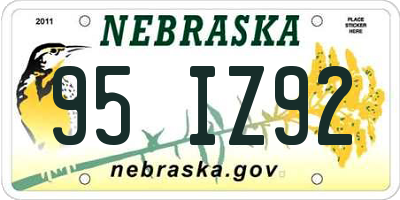 NE license plate 95IZ92
